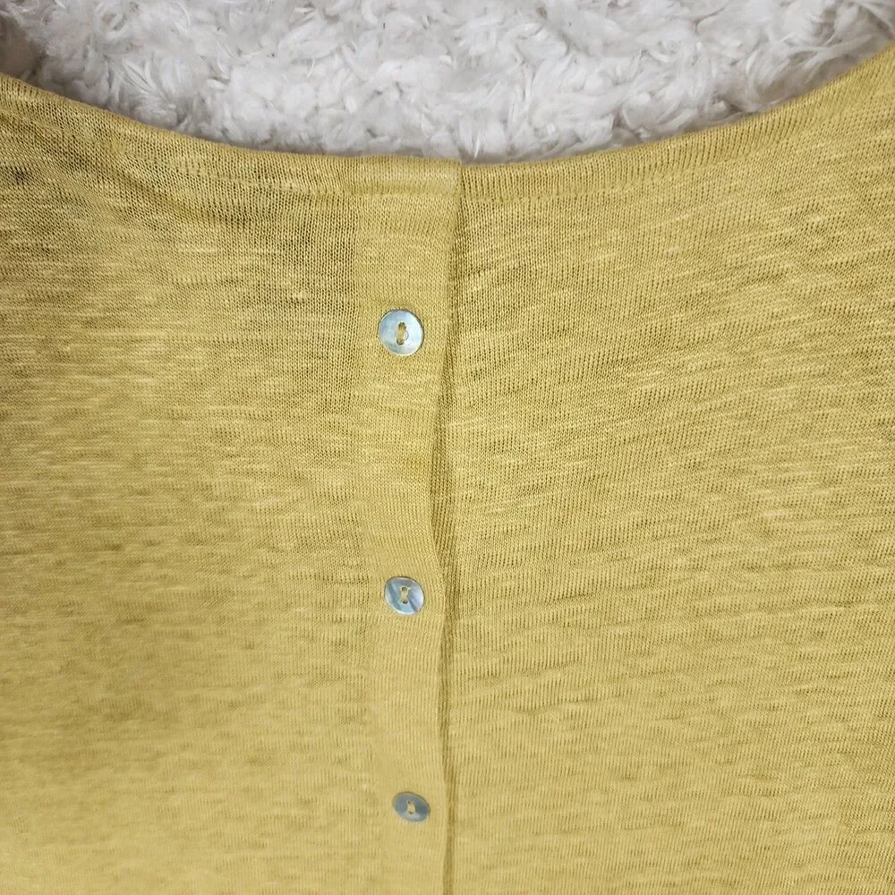 Tahari Shirt Womens XL Button Back Cap Sleeve Summer Top Linen Blouse Sleeveless